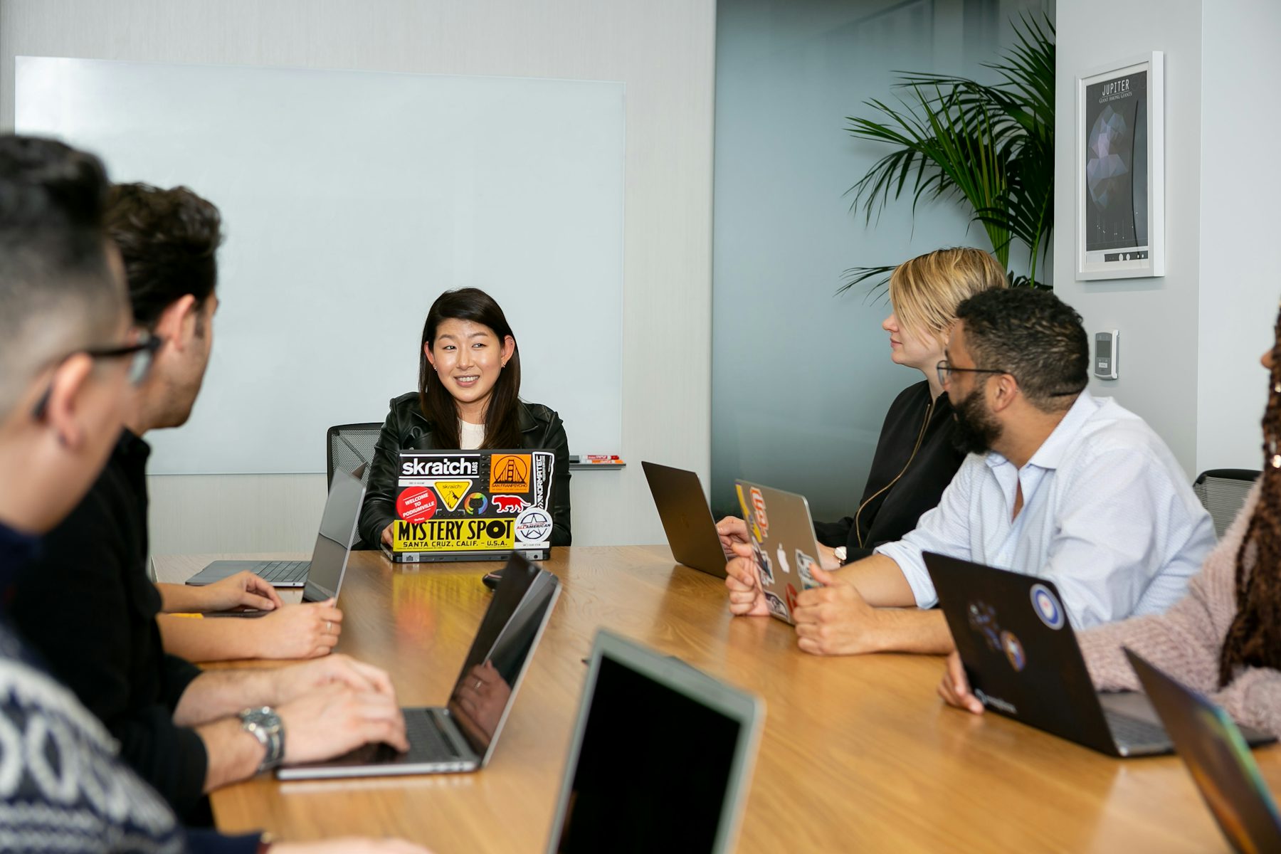 Software team reviewing an app development project during a vendor evaluation meeting