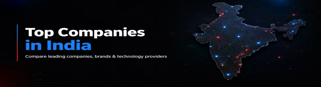 Top companies in India comparison banner with a connected India map