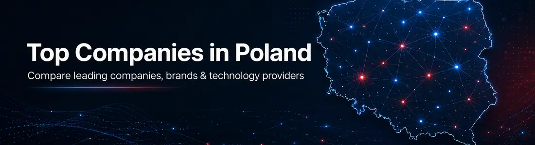 Top companies in Poland comparison banner with a connected Poland map