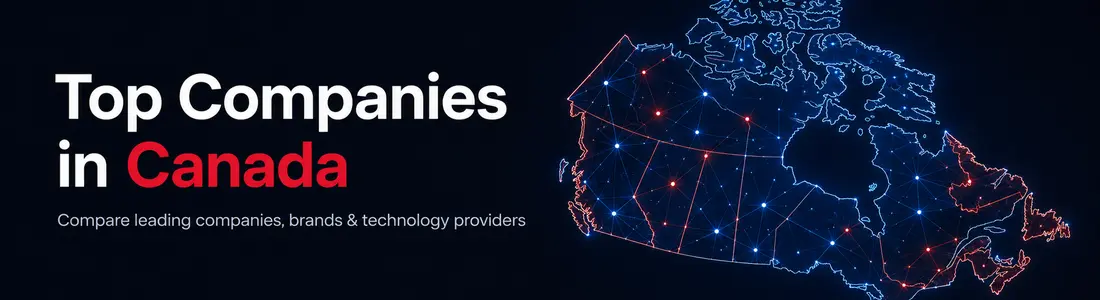Top companies in Canada comparison banner with a connected Canada map