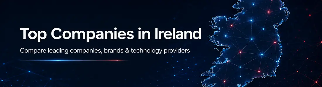 Top companies in Ireland comparison banner with a connected Ireland map