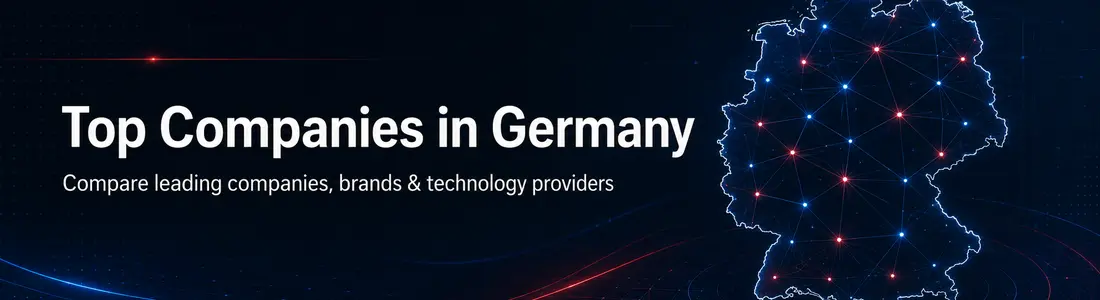 Top companies in Germany comparison banner with a connected Germany map