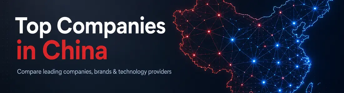Top companies in China comparison banner with a connected China map