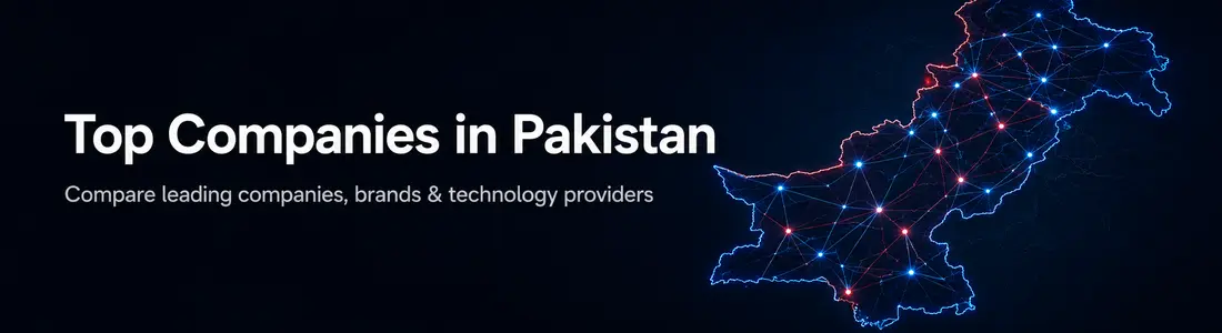 Top companies in Pakistan comparison banner with a connected Pakistan map